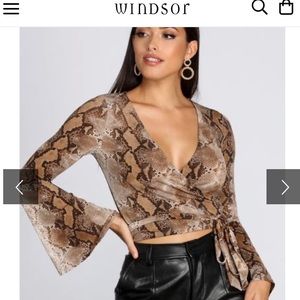 Windsor Snake Print Bell Sleeve Top